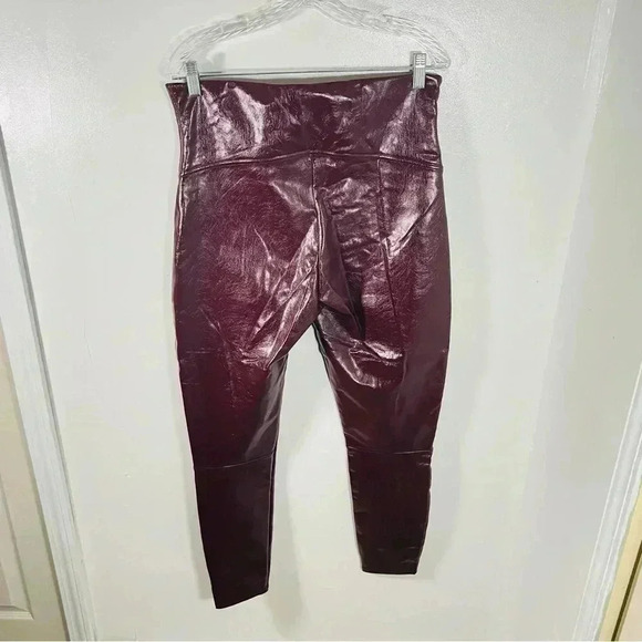 NEW PANX Faux Patent Leather Leggings Ruby Red Glossy Club 1X Bodycon - Picture 6 of 8